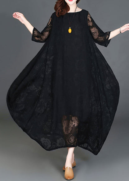 Black Loose Cozy Long Dresses Summer