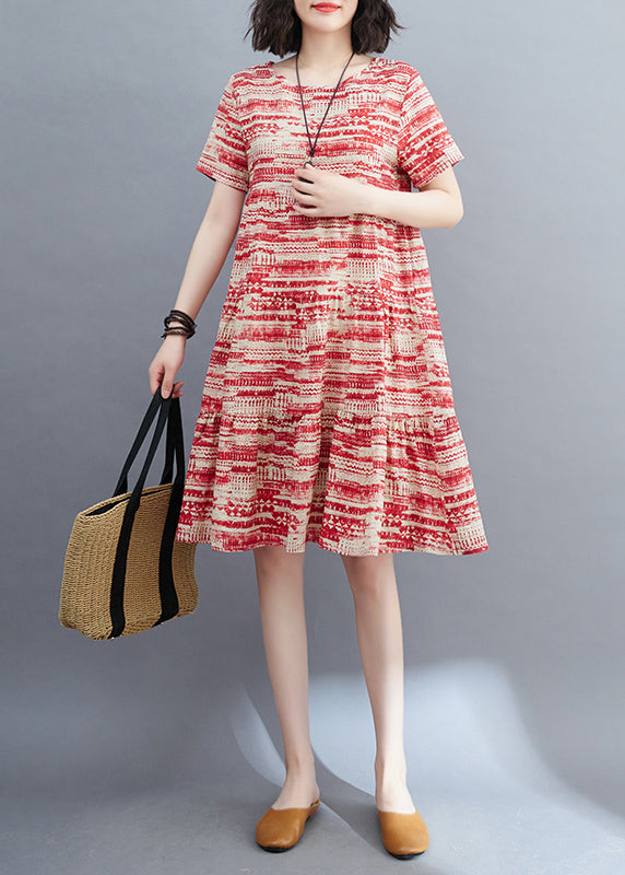 Black O-neck Ruffled Patchwork Mid Dress Summer