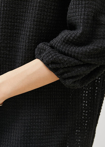Black Oversized Nail Bead Knit Sweaters Winter