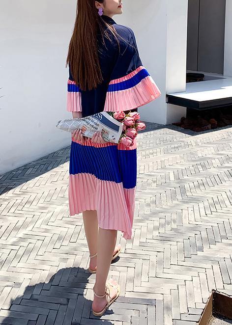 Blue Pink Patchwork Summer Party Dress