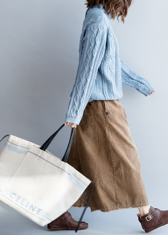 Blue Wear on Both Sides Cable Knit Coats Winter