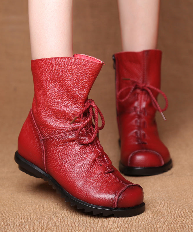 Brown Splicing Lace Up Boots