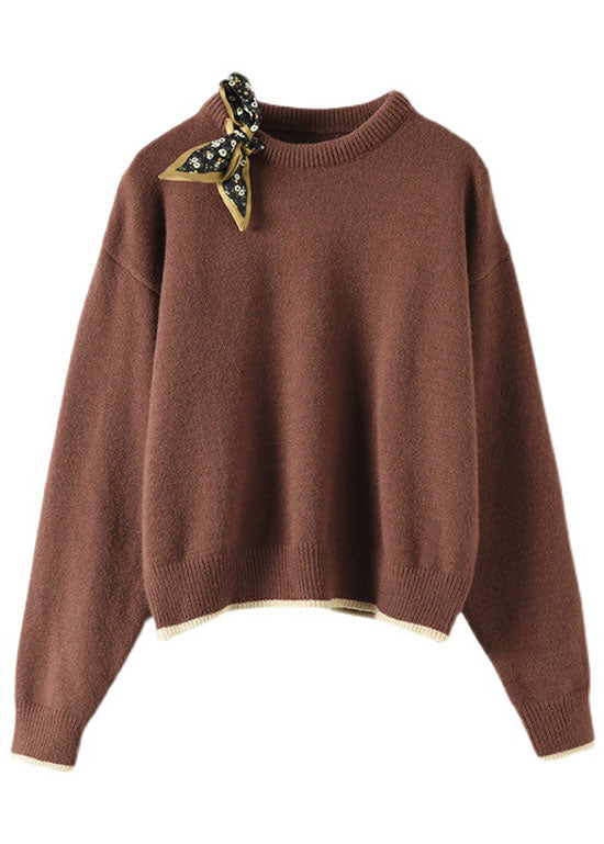 Chocolate O-neck Loose Fall Sweater