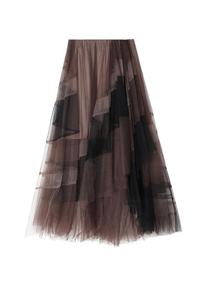 Color Block High Waist Tulle Skirt Summer