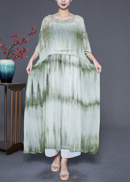 Green Oversized Tie Dye Maxi Dress Summer