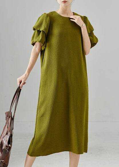 Green Puff Sleeve Spandex Dresses Summer