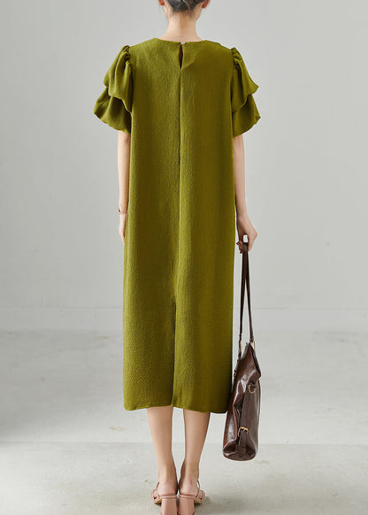 Green Puff Sleeve Spandex Dresses Summer