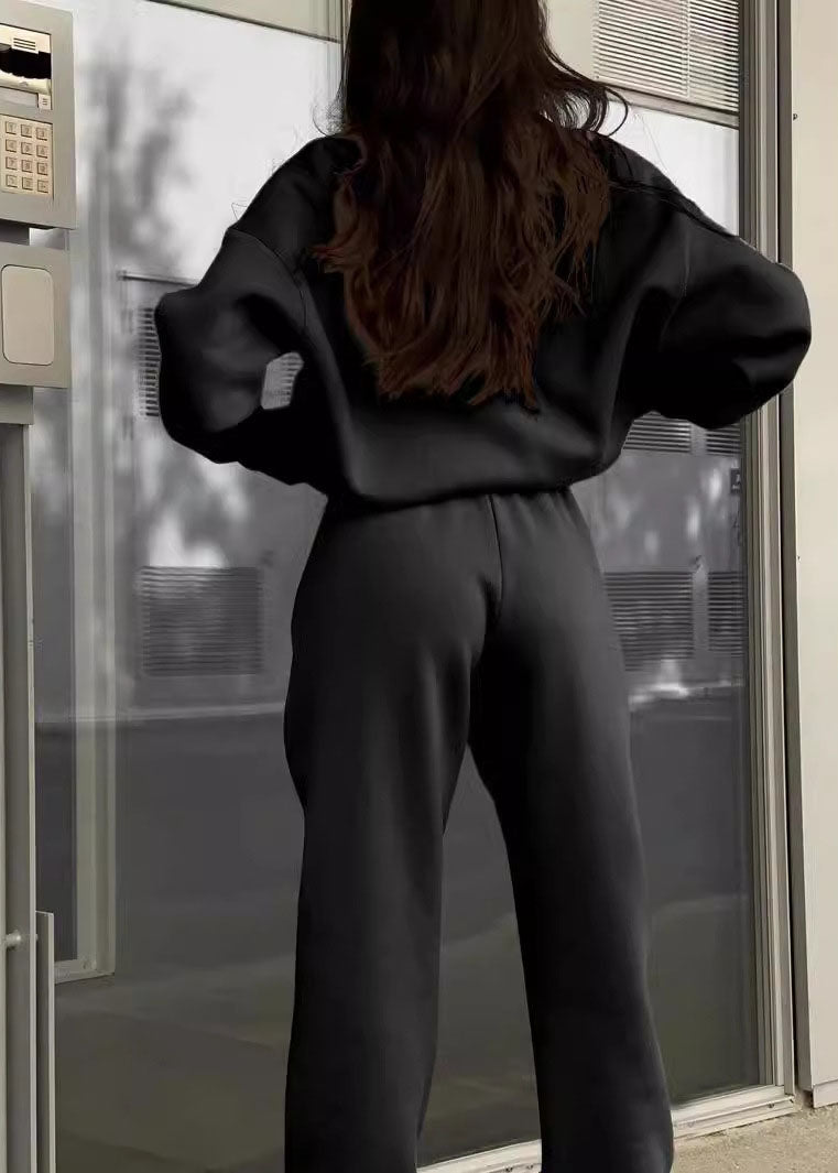 Grey Zip Up Cotton Sets 2 Pieces Spring