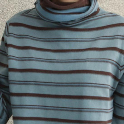 High Neck Striped Fitted Cotton Sweater for New