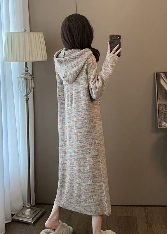 Hooded Loose Knit Sweaters Dress Winter