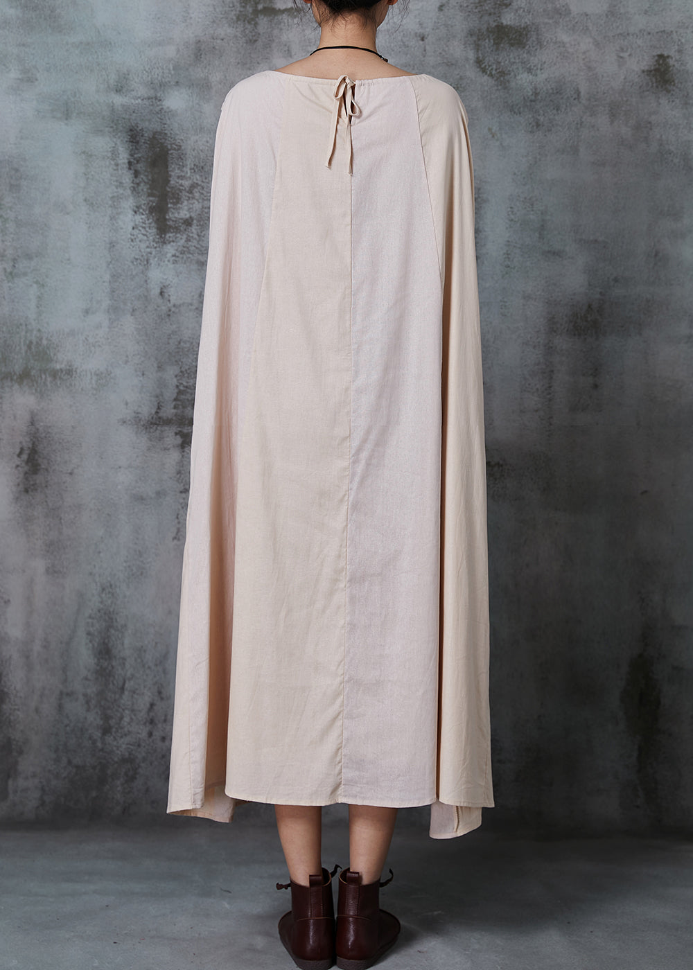 Khaki Oversized Patchwork Cotton Dress Summer