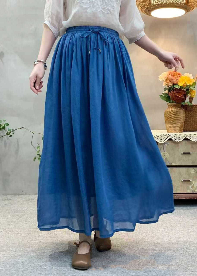Khaki Wrinkled Elastic Waist Linen Skirts Summer