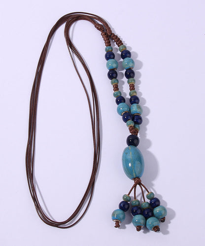 Light Green Ceramics Adjustable Sweater Pendant Necklace