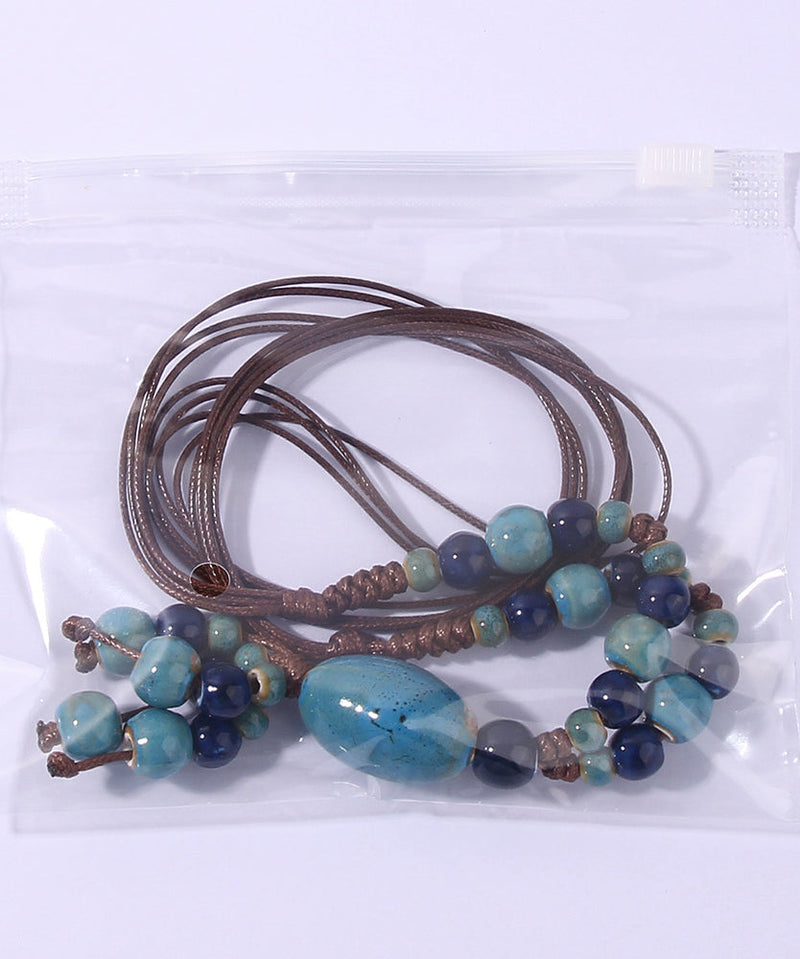 Light Green Ceramics Adjustable Sweater Pendant Necklace