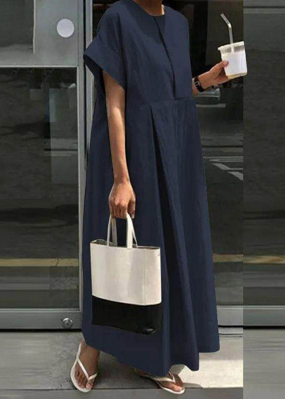 Light Grey O-neck Patchwork Robe Dresses Short Sleeve