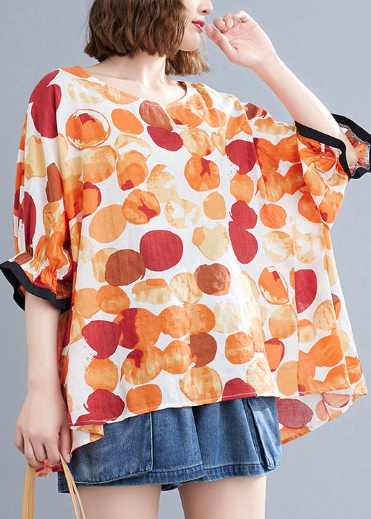 Orange Dot Print T Shirt Summer