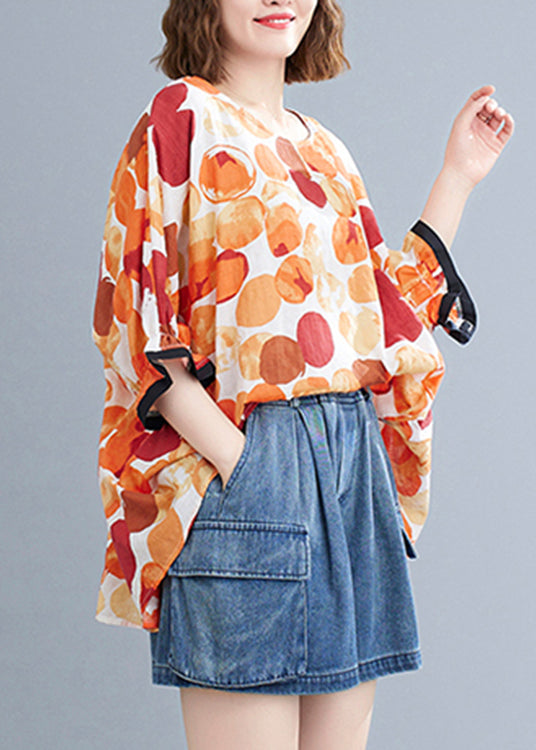 Orange Dot Print T Shirt Summer