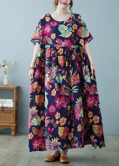 Patchwork Print Holiday Long Dress Summer