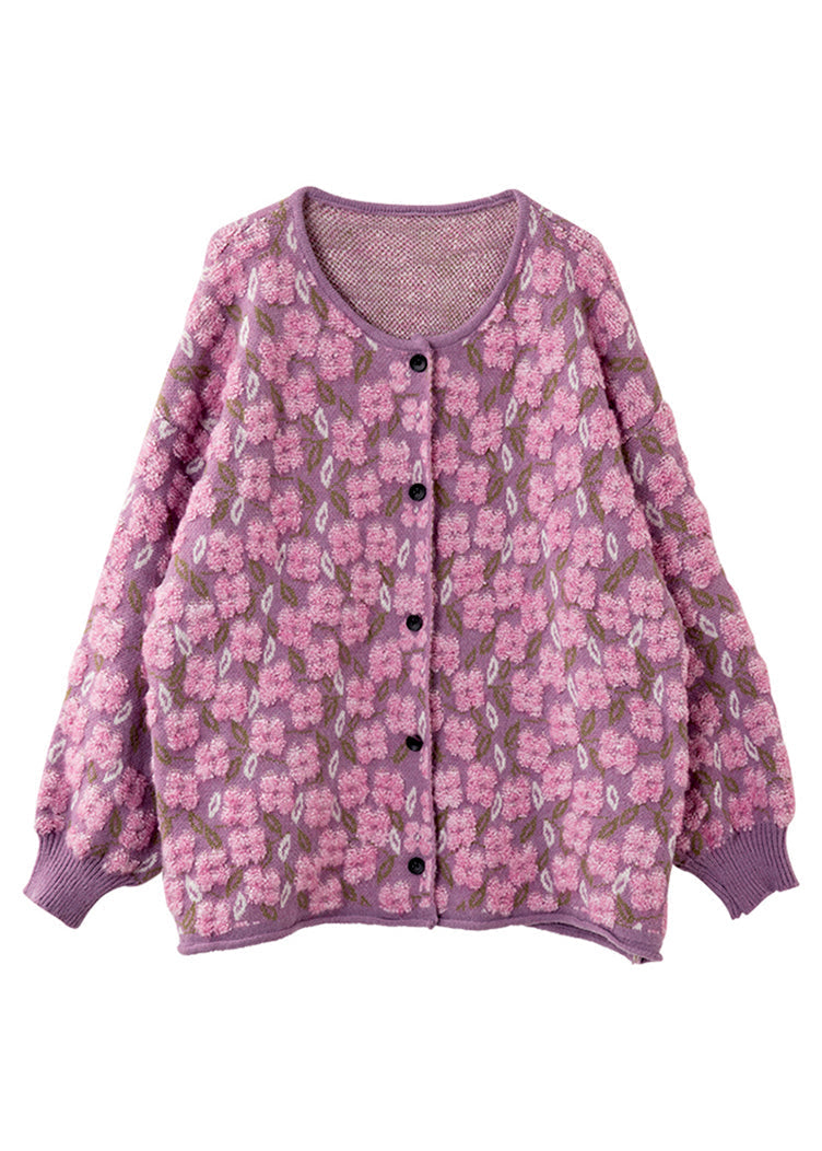 Pink Button Cotton Knit Cardigans Spring
