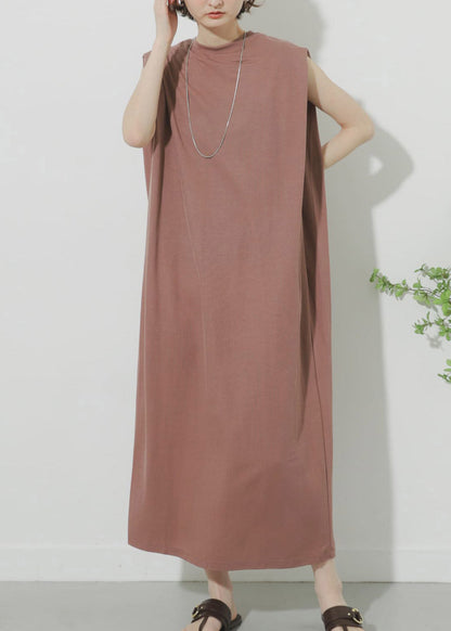 Pink O-neck Maxi Dress Summer
