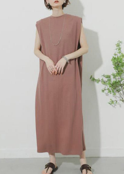 Pink O-neck Maxi Dress Summer