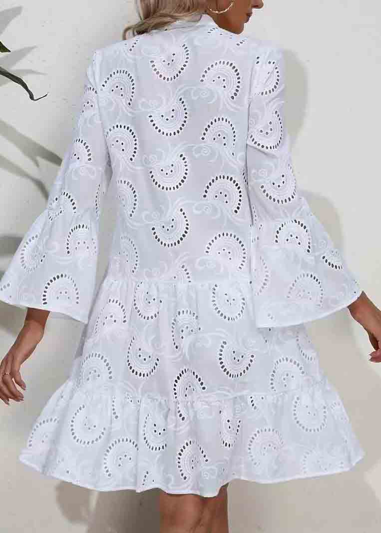 Pink Oversized Hollow Out Cotton Sun Dress Summer