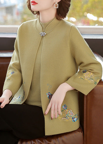 Red Stand Collar Cotton Knit Cardigans and Sweater Two Piece Set Spring