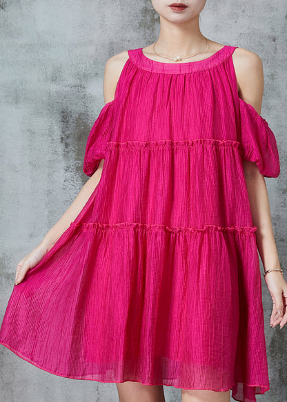Rose Cold Shoulder Ruffled Mid Dress Summer