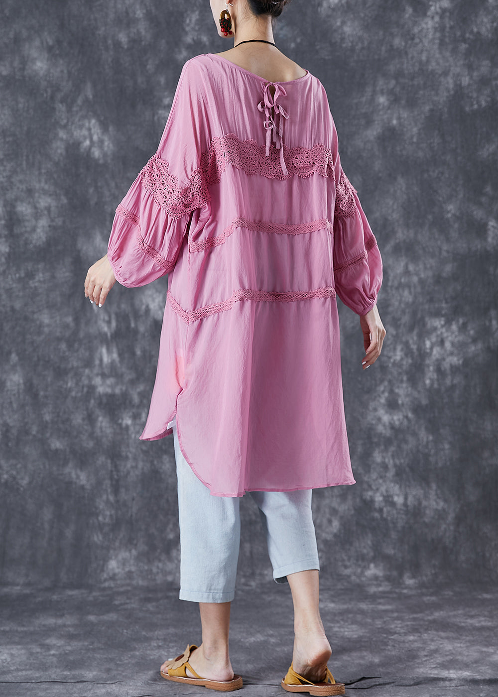 Rose Oversized Patchwork Cotton Robe Dresses Summer