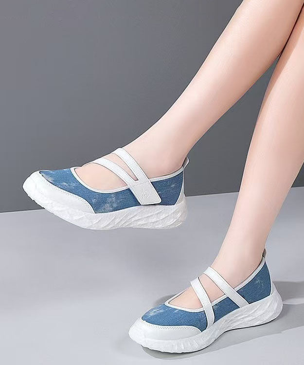 Splicing Platform Flat Feet Shoes Blue Denim Breathable