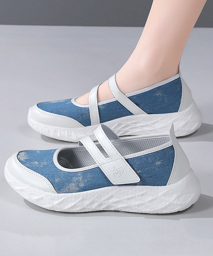Splicing Platform Flat Feet Shoes Blue Denim Breathable