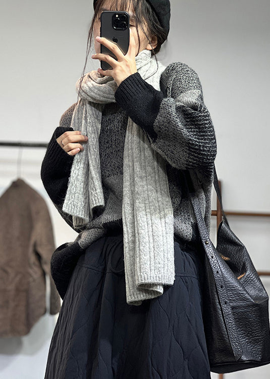 Versatile Green O Neck Thick Knit Sweaters Fall