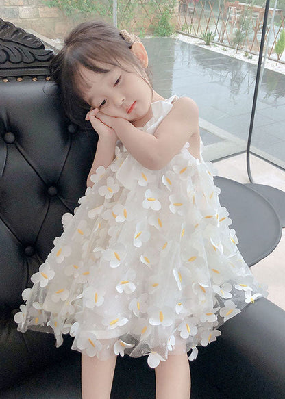 White Decorated Patchwork Tulle Baby Dress Summer