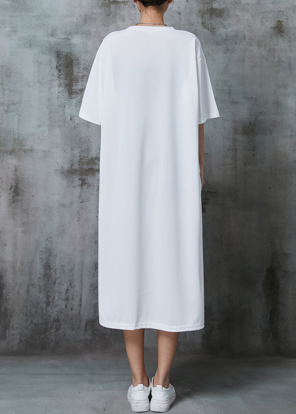 White Oversized Patchwork Cotton Long Dresses Summer