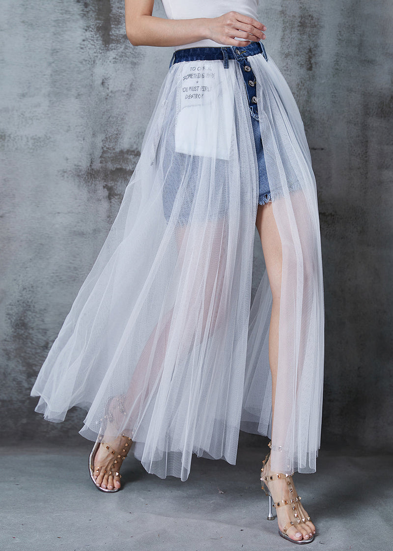 White Wear on Both Sides Tulle Holiday Skirts Summer