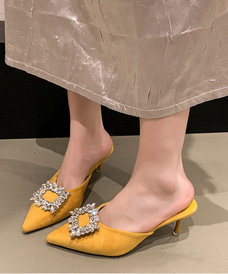 Yellow Faux Leather Thong Sandals