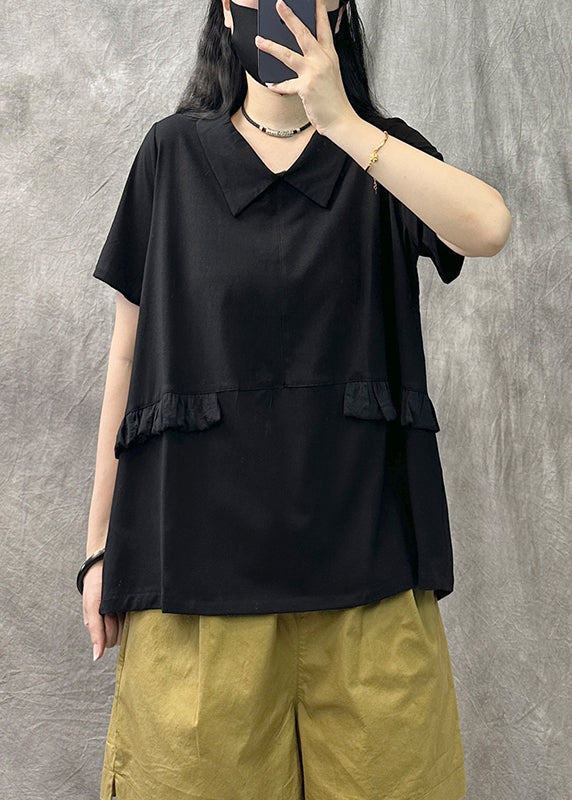 Yellow Green Square Collar Ruffled Patchwork T Shirt Summer