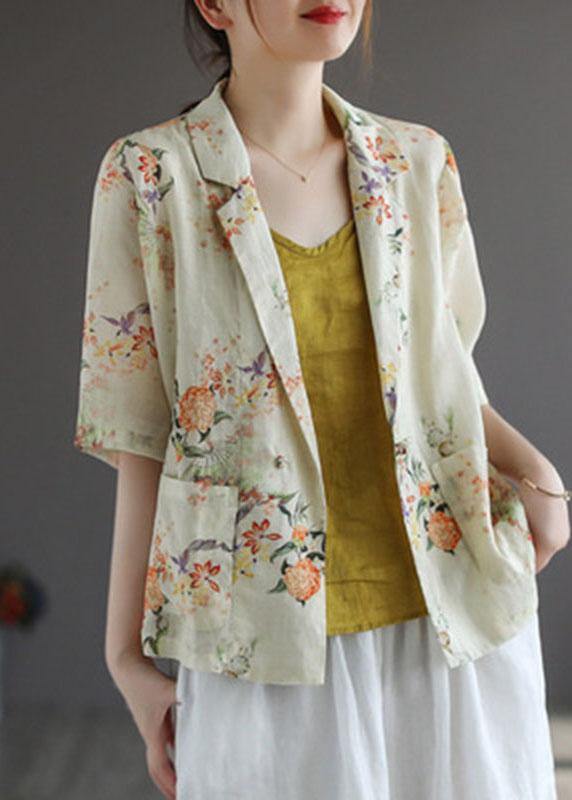 Yellow Peterpan Collar Button Print Fall Shirt Tops Half Sleeve