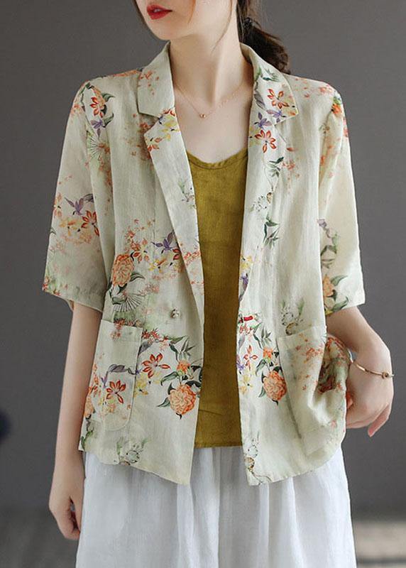 Yellow Peterpan Collar Button Print Fall Shirt Tops Half Sleeve