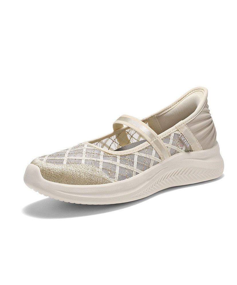 Champagne Breathable Mesh Splicing Flat Shoes for