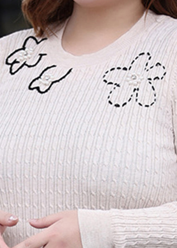 Apricot Knit Sweaters Long Sleeve