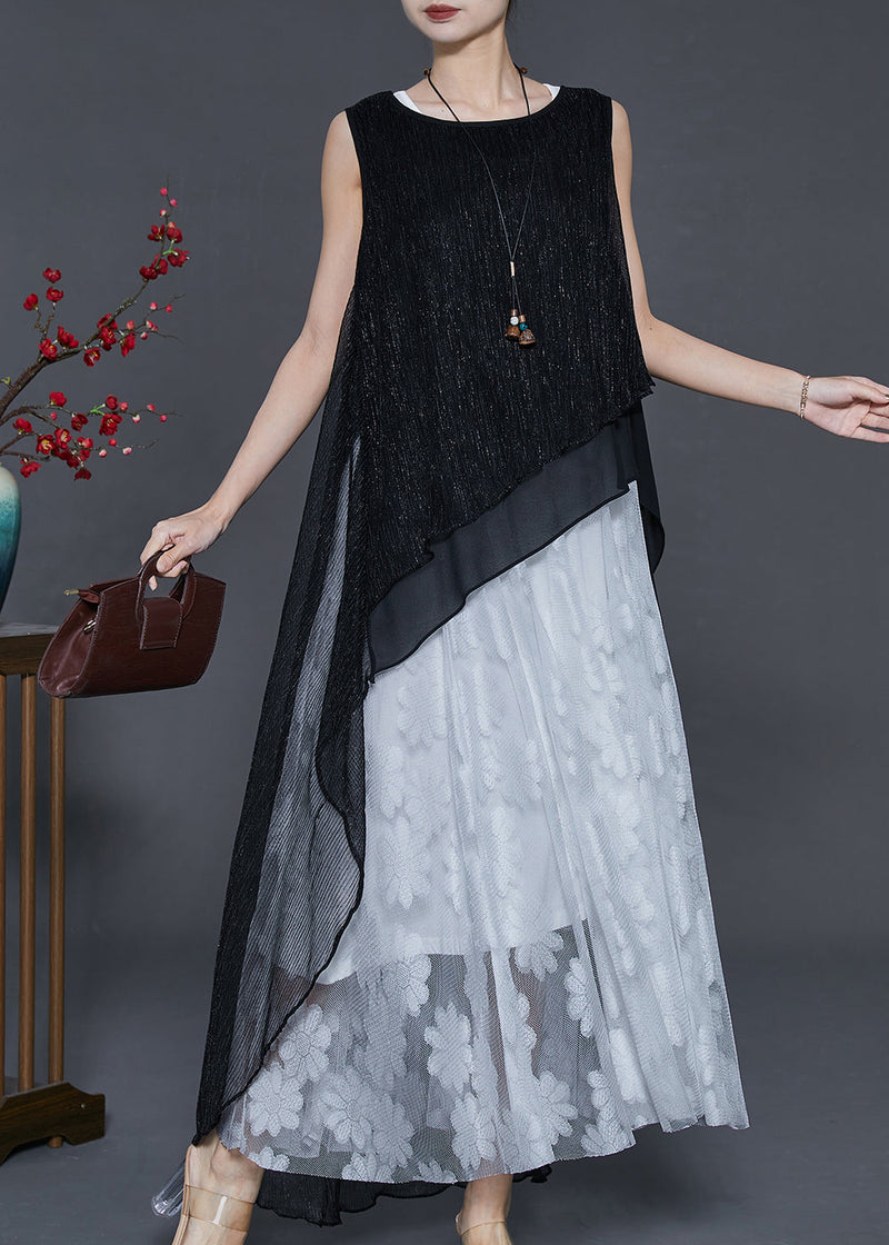 Black Asymmetrical Layered Tulle Holiday Dress Summer
