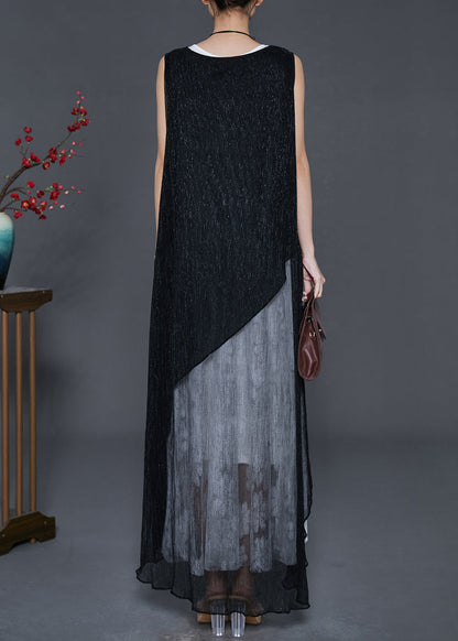 Black Asymmetrical Layered Tulle Holiday Dress Summer