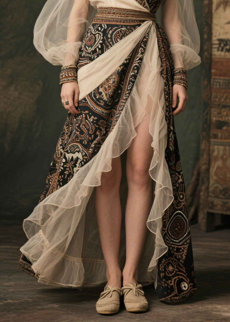 Black Asymmetrical Patchwork Chiffon Evening Dress Summer
