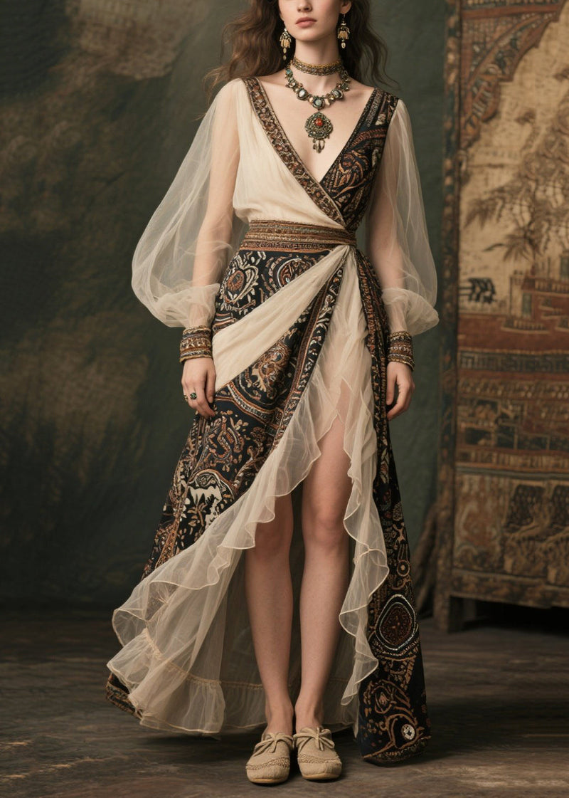 Black Asymmetrical Patchwork Chiffon Evening Dress Summer