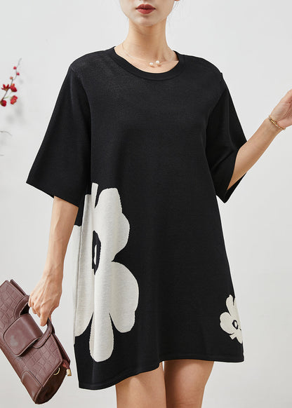 Black Oversized Cotton Mini Dress Summer