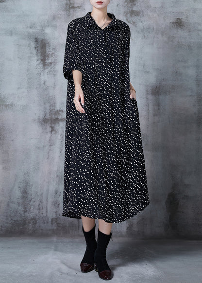 Black Oversized Print Chiffon Vacation Dresses Summer
