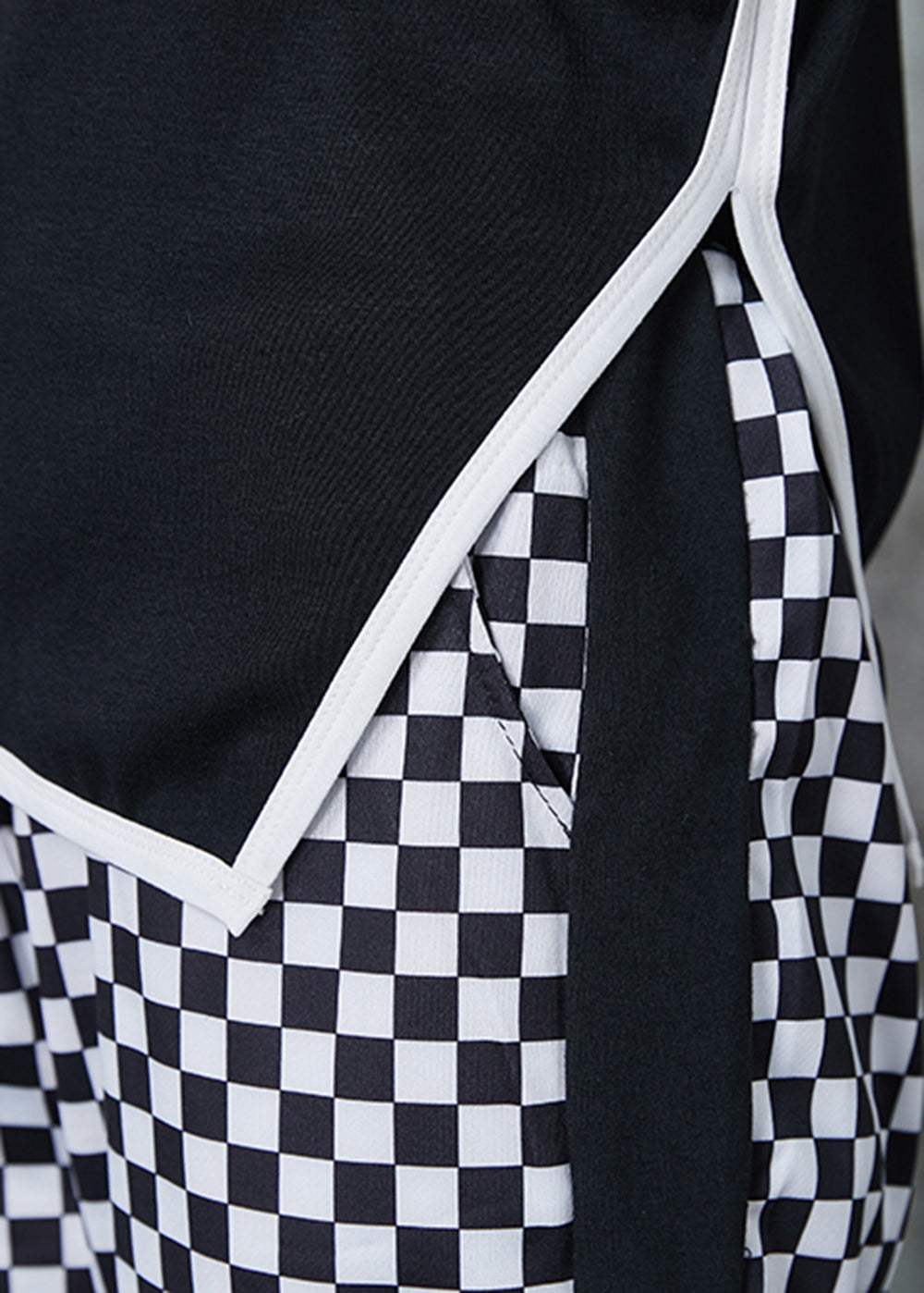 Black Plaid Side Open Cotton Two Pieces Set Spring
