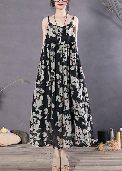 Red Geometry Wrinkled Spaghetti Strap Long Dress Sleeveless