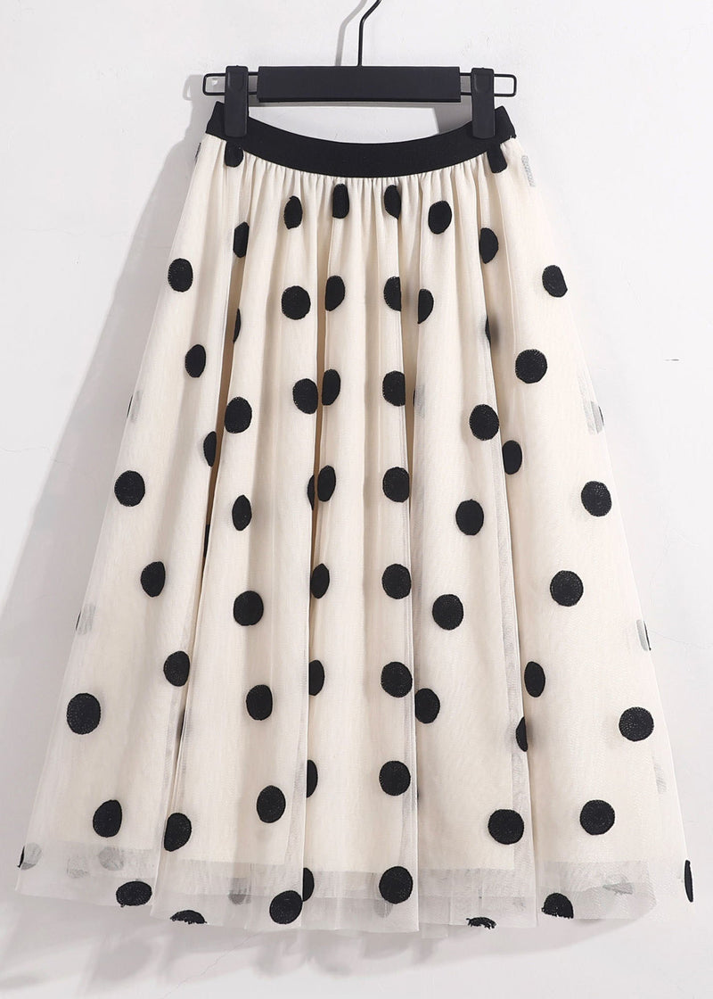 Blue High Waist Oversized Dot Print Tulle Skirt Spring
